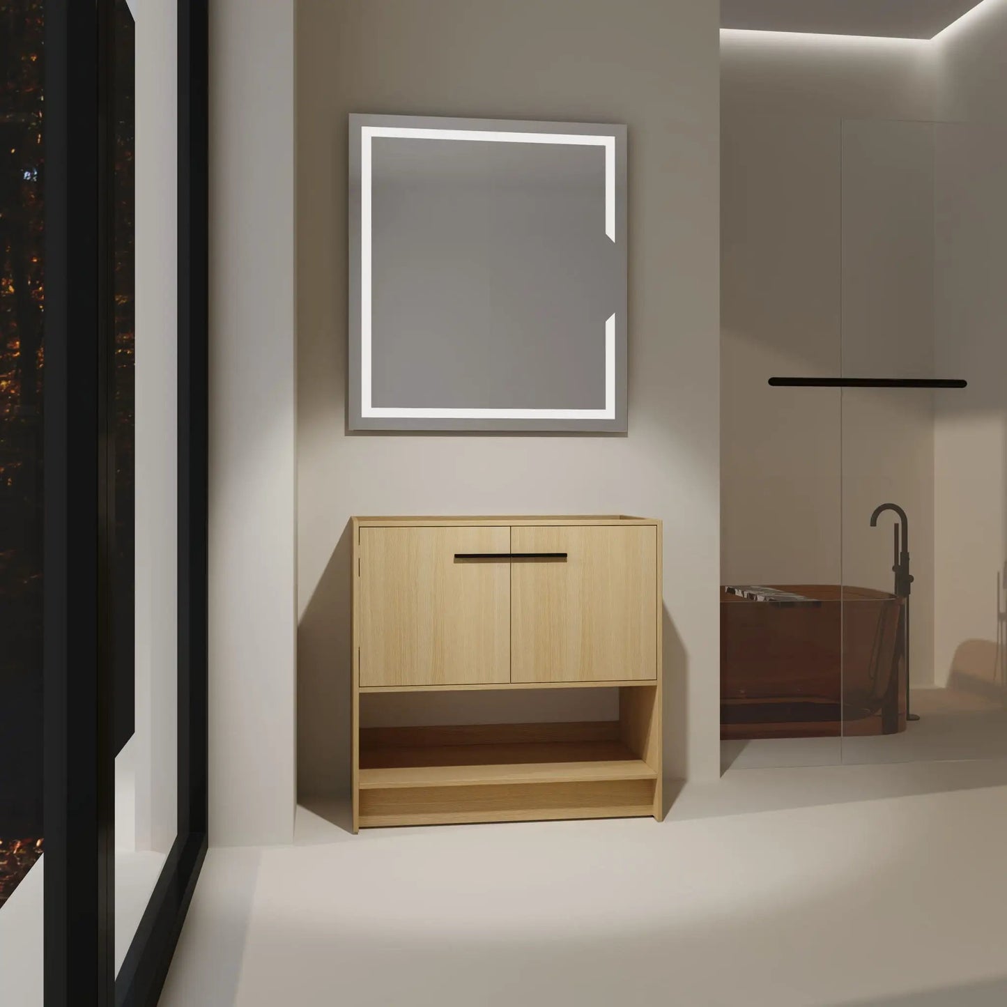 Sleek Freestanding Bathroom Vanity with Two Doors