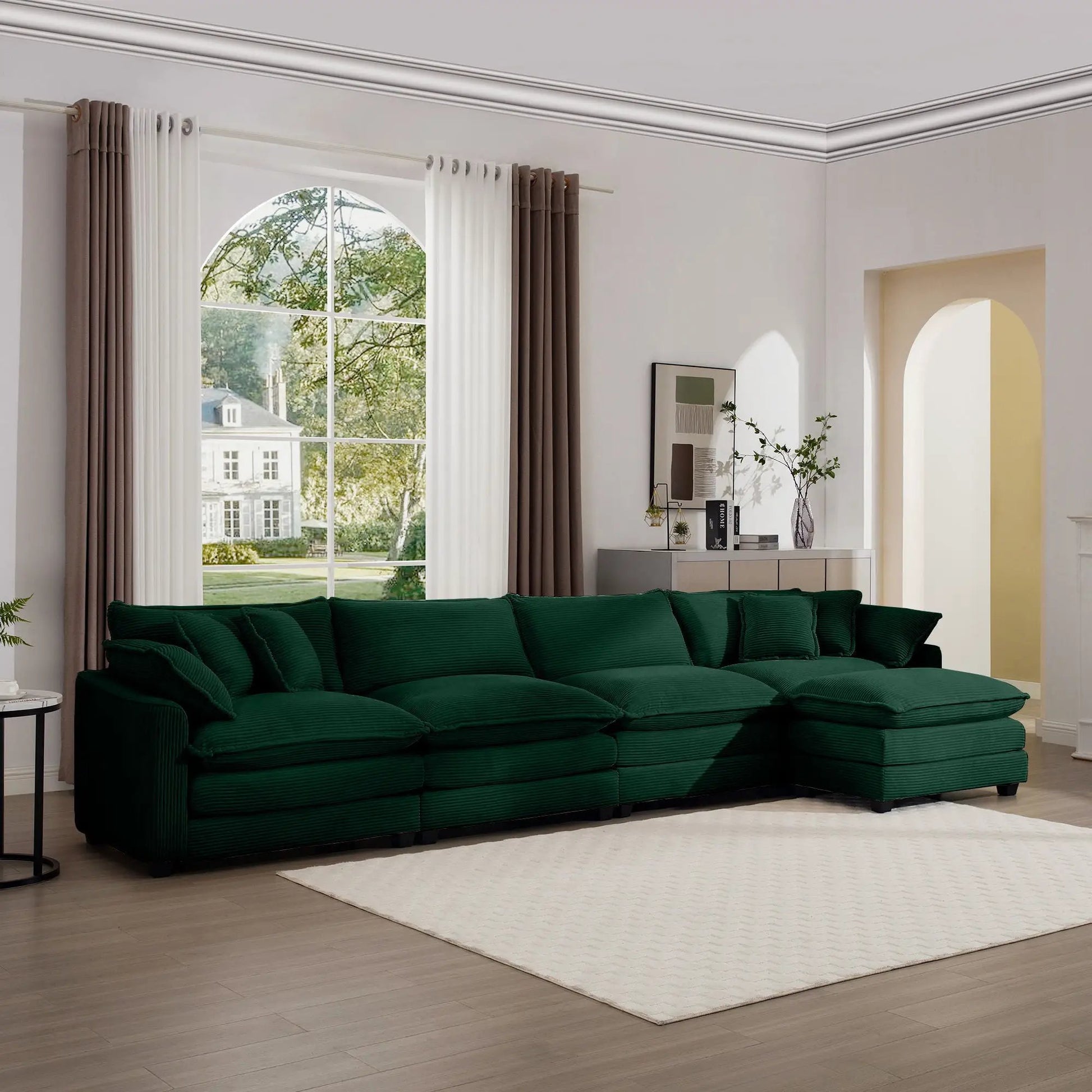Modular cushion sofa set in emerald green fabric with deep seating 3piece Unique Piece Furniture on Tampa Home & Garden Store