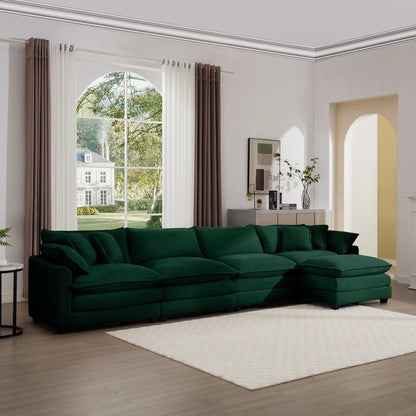Modular cushion sofa set in emerald green fabric with deep seating 3piece Unique Piece Furniture on Tampa Home & Garden Store