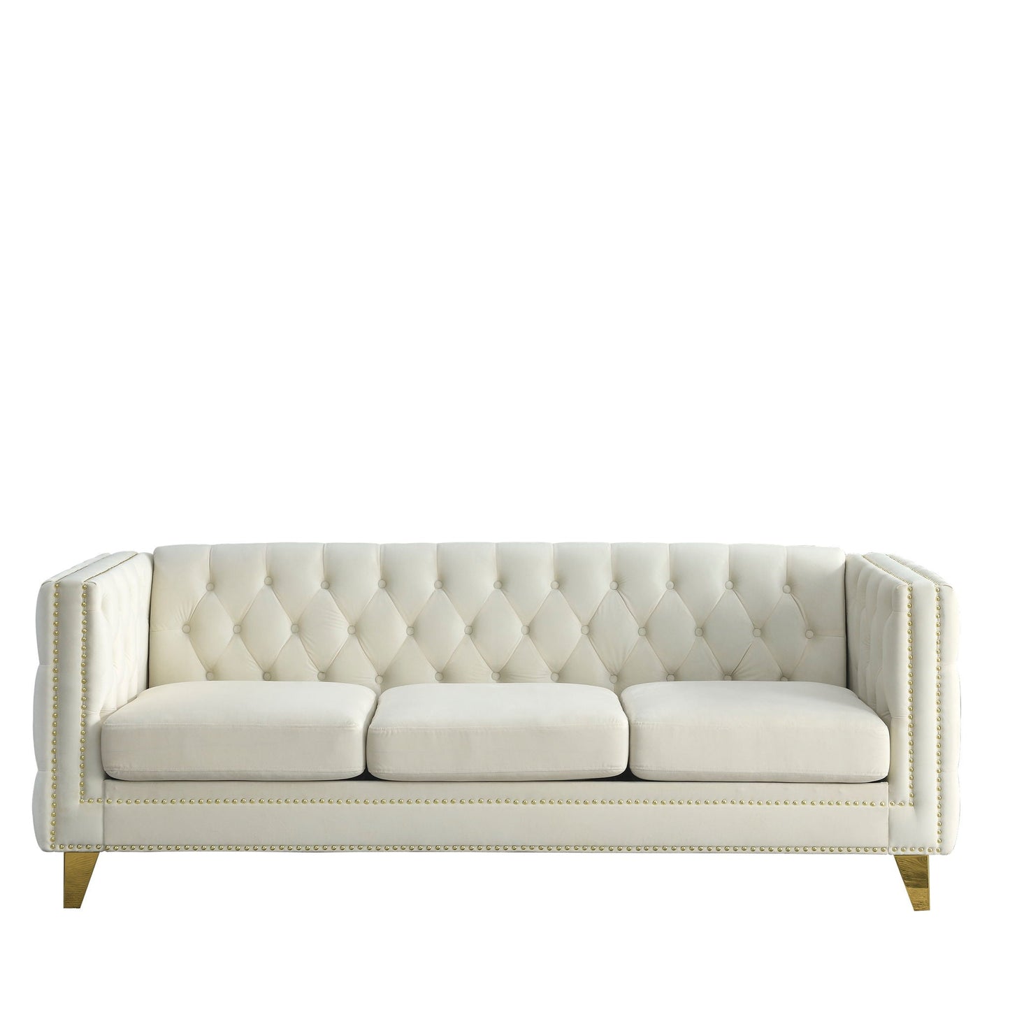 Modern Button Tufted Sofa With Nailhead Trim