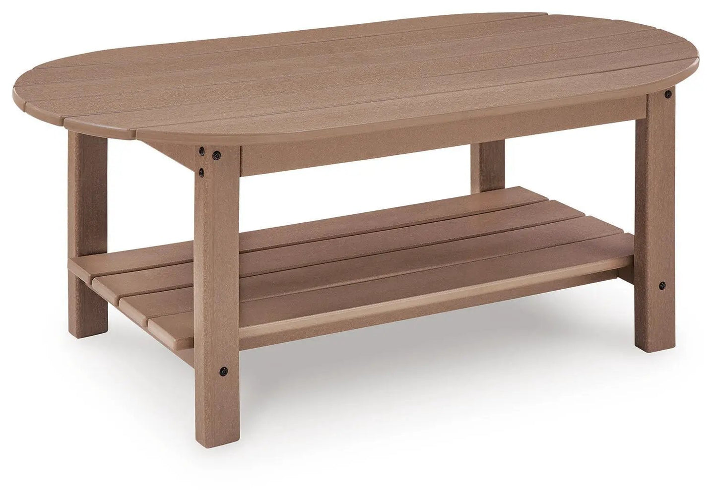 Grover Beach oval coffee table in brown wood with shelf by Unique Piece Furniture on Tampa Home & Garden Store