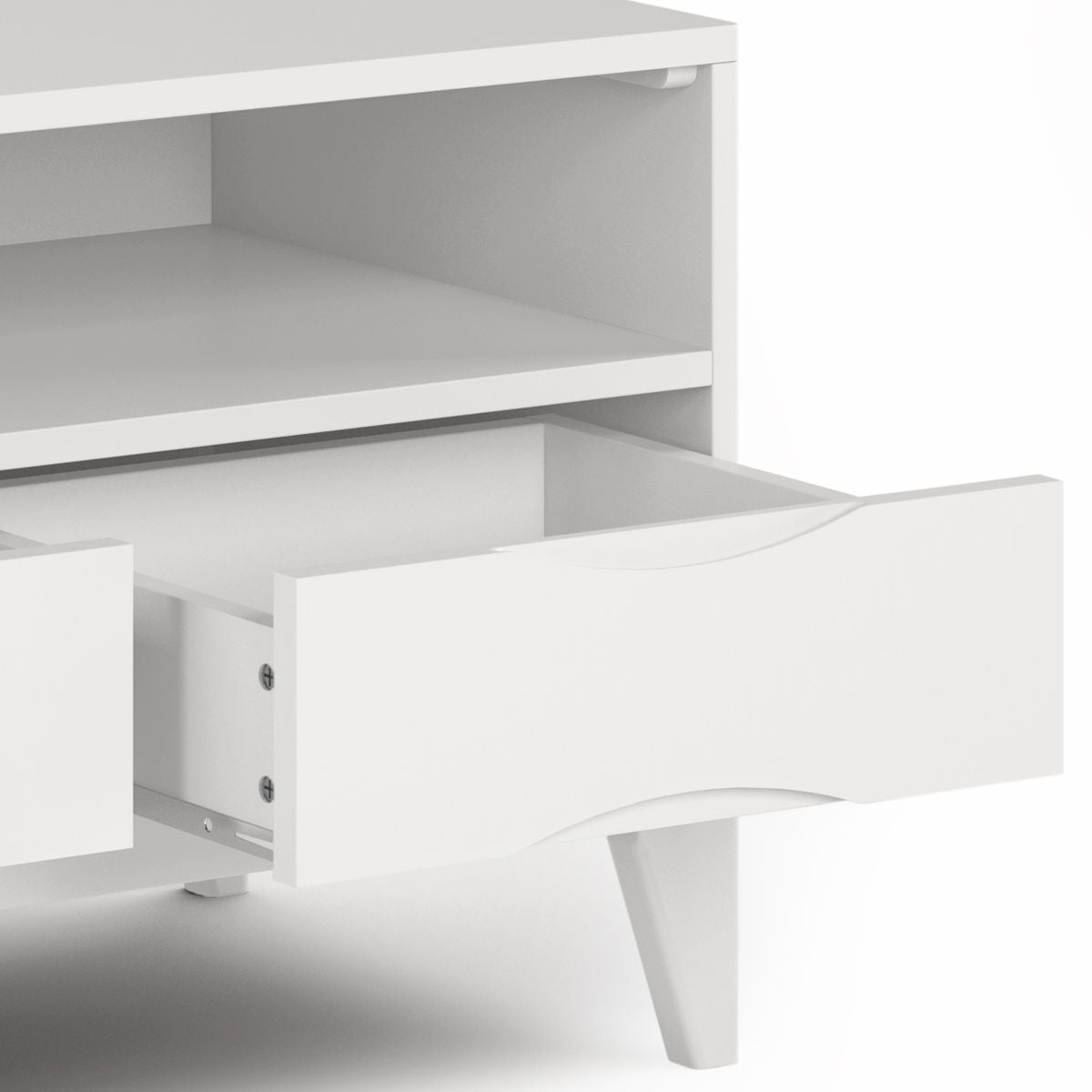 Handcrafted rubberwood TV stand with drawers in white finish by HouseOfZazla on Tampa Home & Garden Store