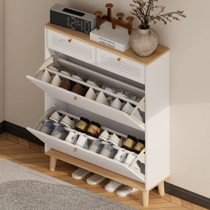 Shoe cabinet in white natural with flip-up doors and drawers Unique Piece Furniture on Tampa Home & Garden Store
