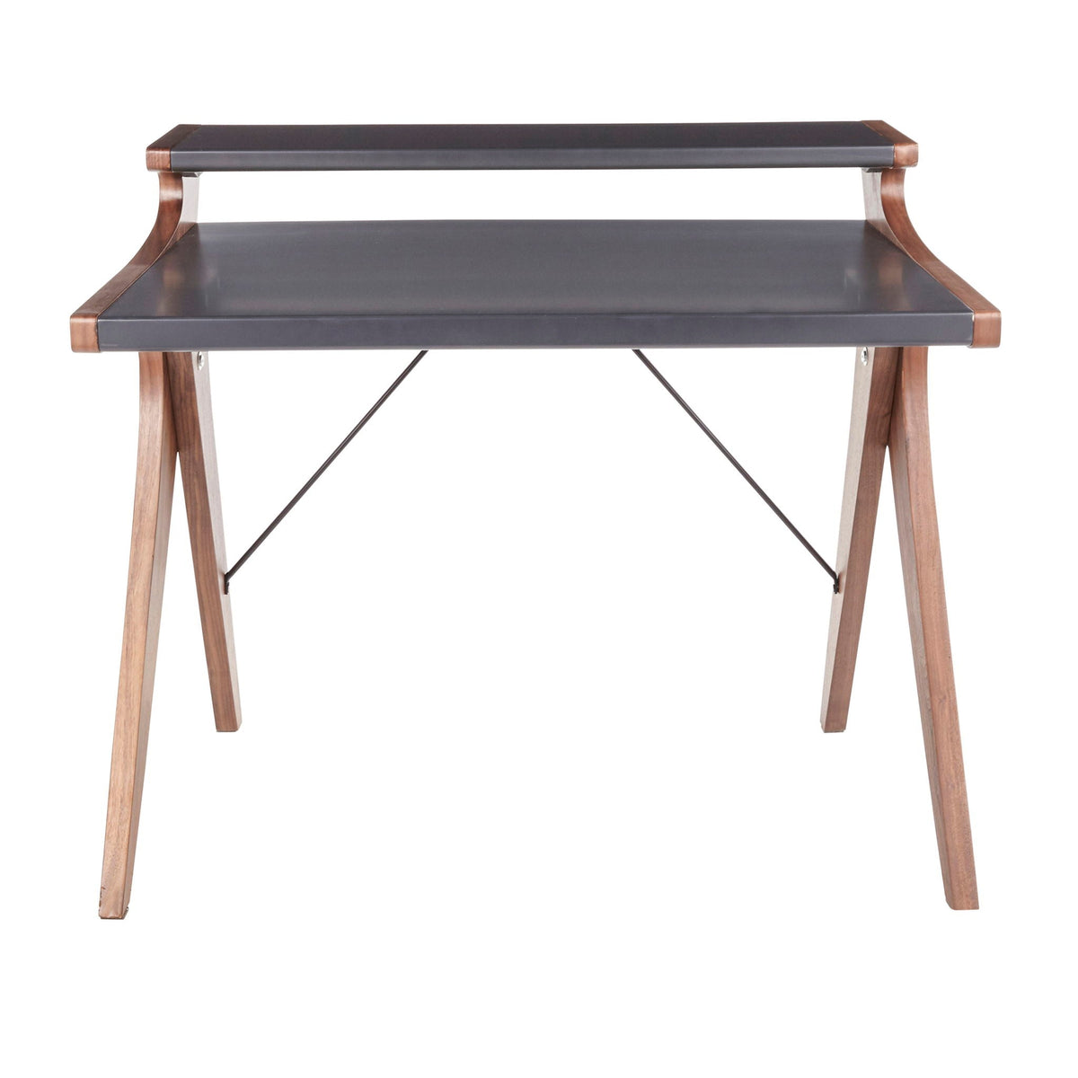 Contemporary lift-top desk with raised hutch in walnut/gray copper trim HouseOfZazla on Tampa Home & Garden Store