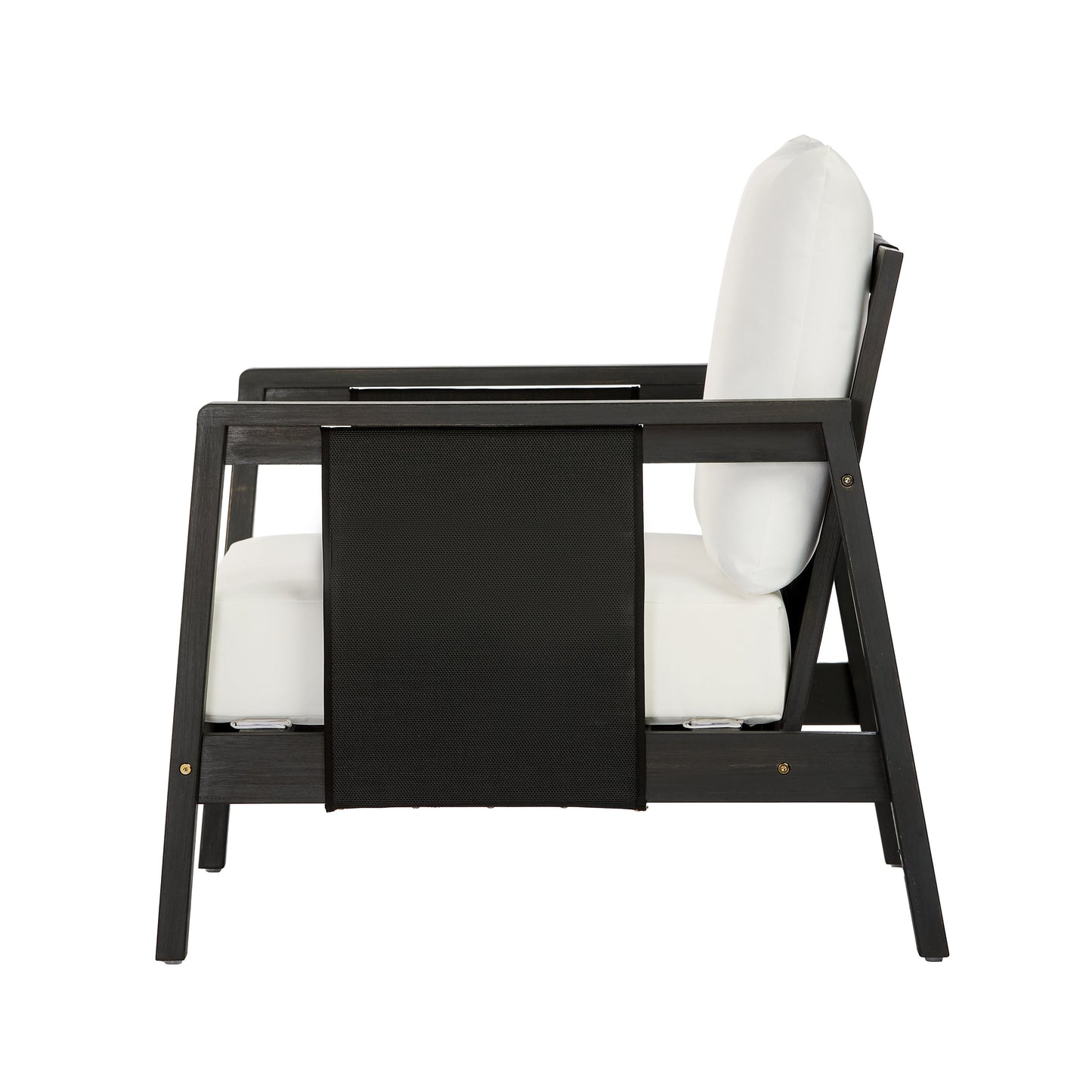 Outdoor Acacia Wood Club Chair And Gray Cushions