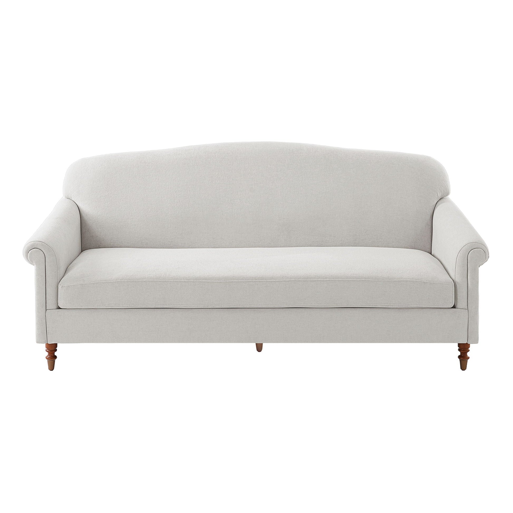 Loveseat sofa 2 seater with rolled arms in light beige fabric by HouseOfZazla on Tampa Home & Garden Store