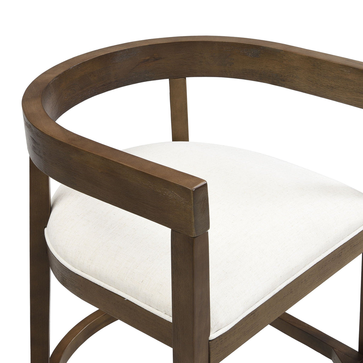 Counter stool set of 2 in rubberwood with upholstered beige seats and curved frame HouseOfZazla on Tampa Home & Garden Store