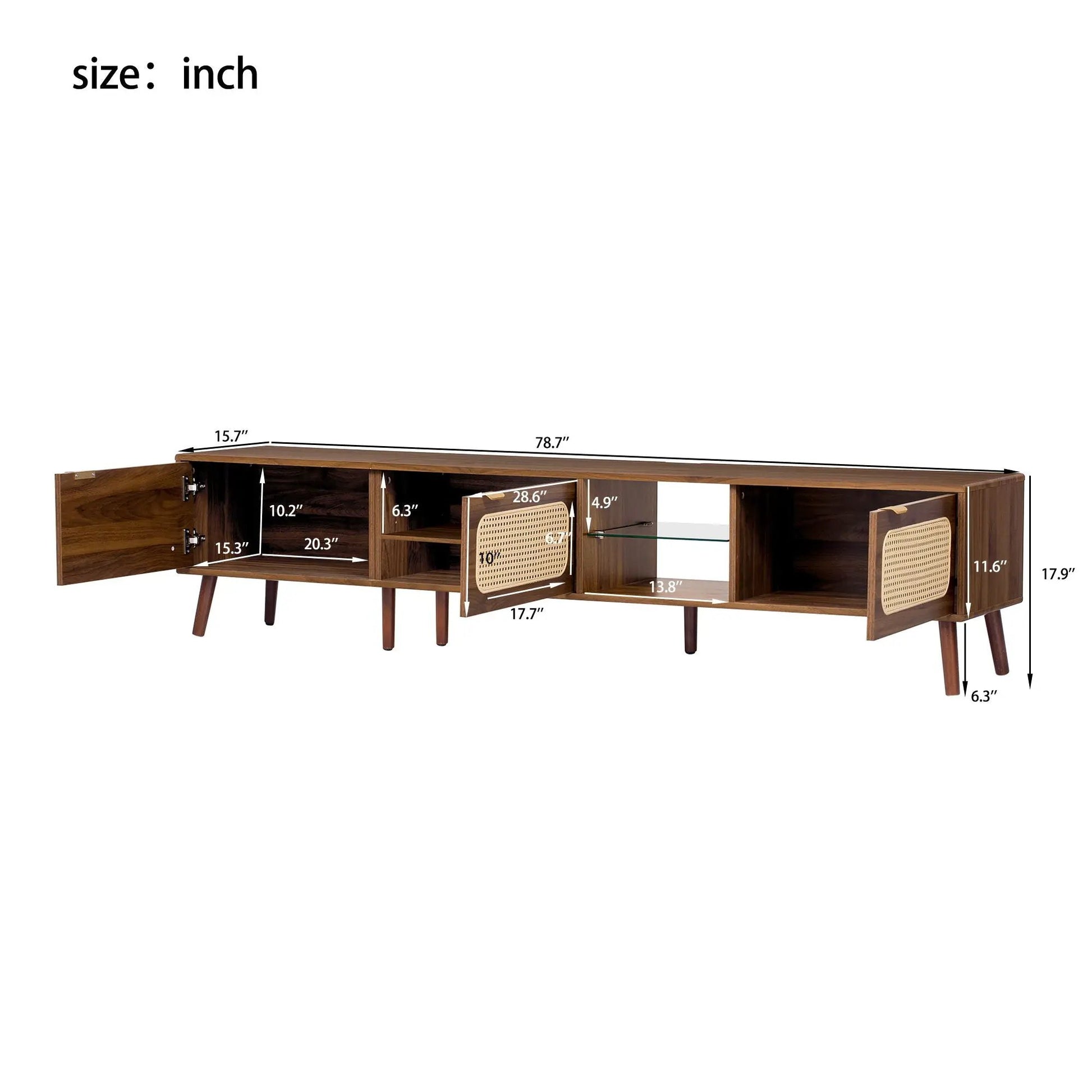 78in Walnut TV stand with open shelving and ample storage by Unique Piece Furniture on Tampa Home & Garden Store