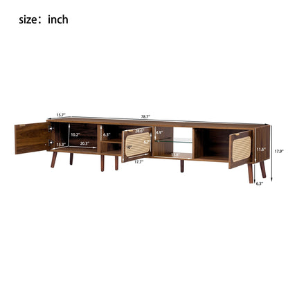 Walnut 78in TV stand with open shelves and storage by HouseOfZazla on Tampa Home & Garden Store