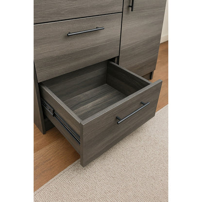 Robin Gentleman’s Chest with Extra Deep Storage in dark gray wood finish with black bar pulls on Tampa Home & Garden Store