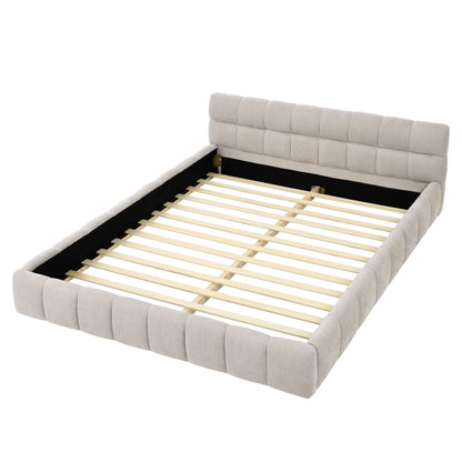 Modern Platform Bed and Thick Fabric Headboard