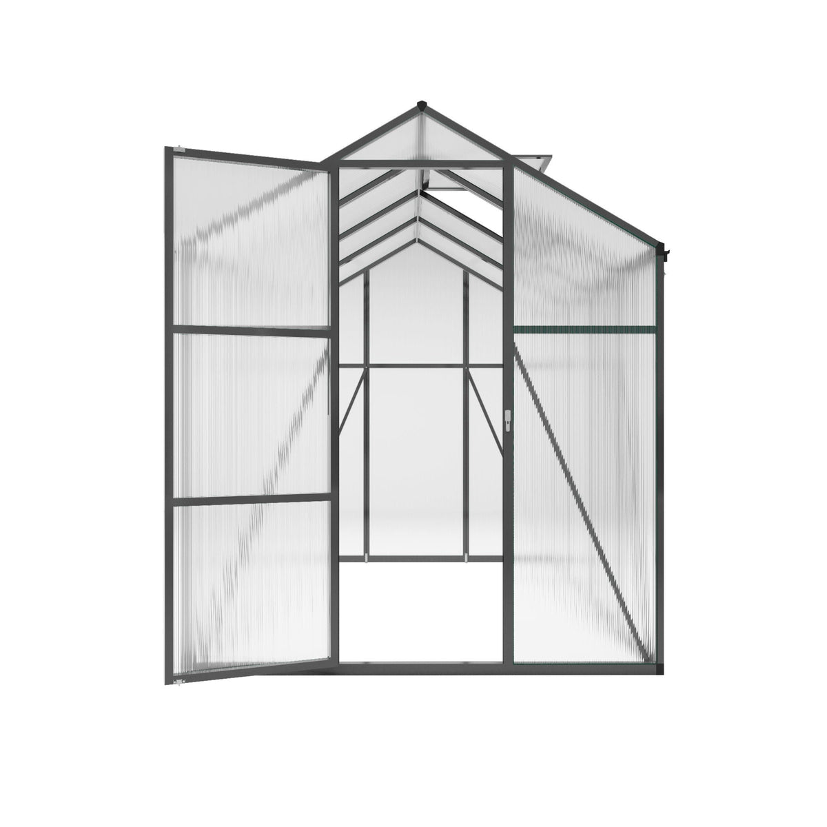 Windproof greenhouse with raised base and polycarbonate panels, black frame HouseOfZazla on Tampa Home & Garden Store