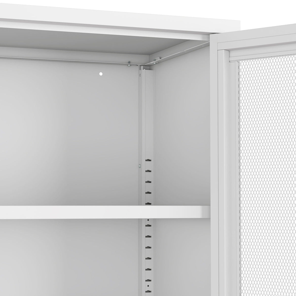 Metal accent cabinet by HouseOfZazla with adjustable shelves and hanging rod in white on Tampa Home & Garden Store
