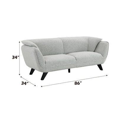 Nayeli Boucle Sofa stationary sofa in light gray boucle with angled black legs on Tampa Home & Garden Store