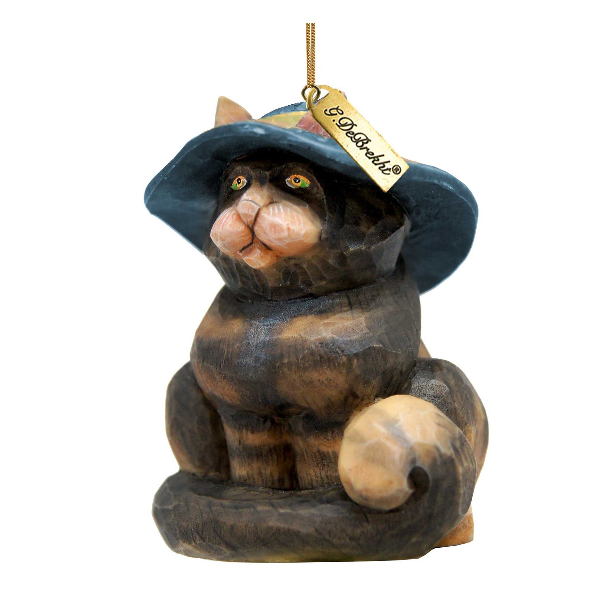 Fifield Halloween Cat Sculpted Hand-Painted Ornament by G. DeBrekht with gold tag on Tampa Home & Garden Store