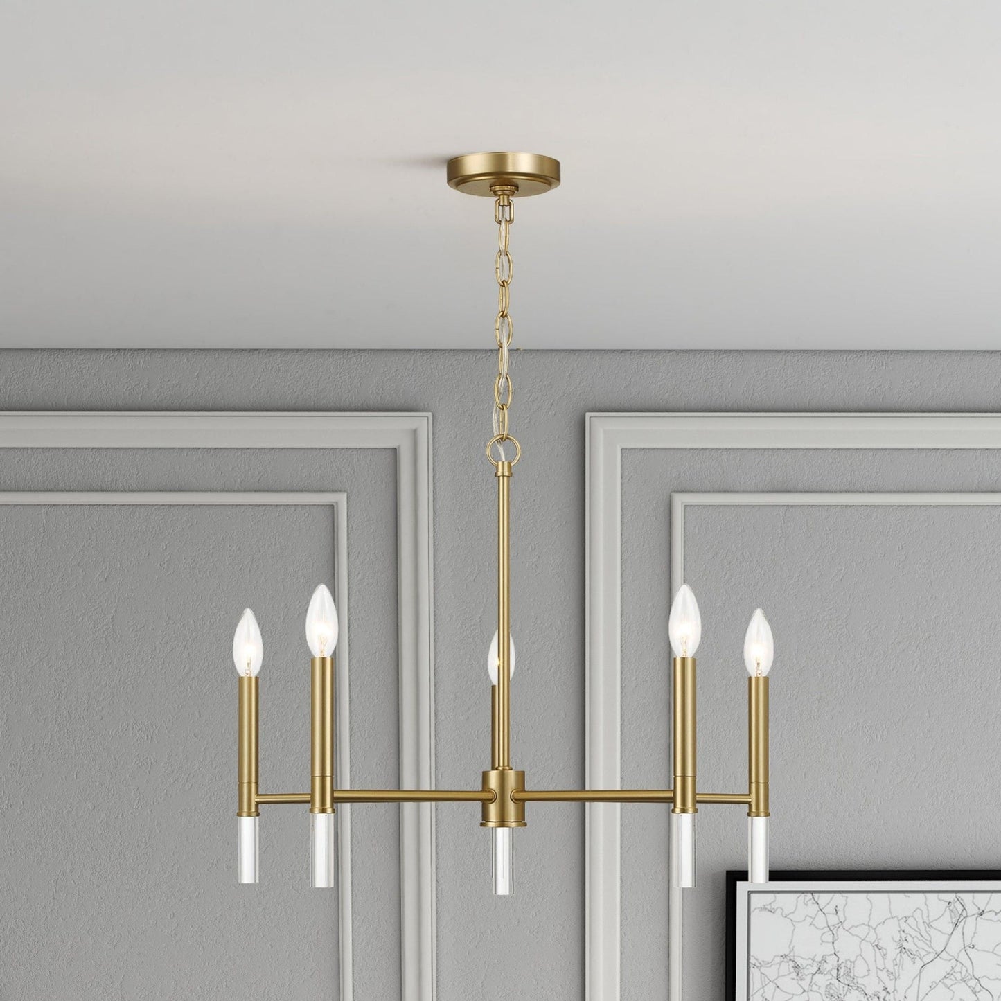 Courtyard 5 Light Candle Chandelier with clear glass and gold finish, HouseOfZazla on Tampa Home & Garden Store