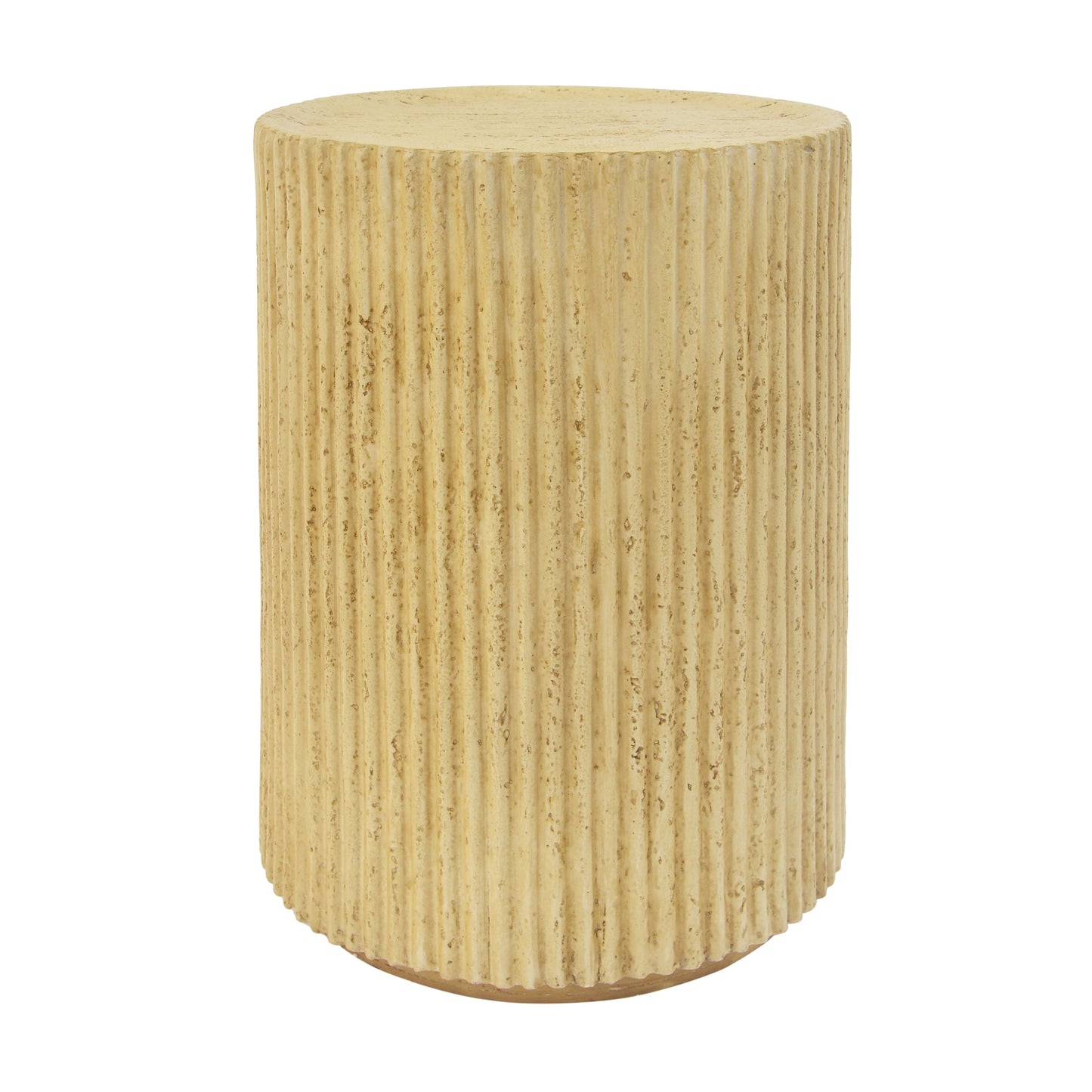 Cylindrical outdoor side table MGO in antique brown with vertical ribbed texture on Tampa Home & Garden Store