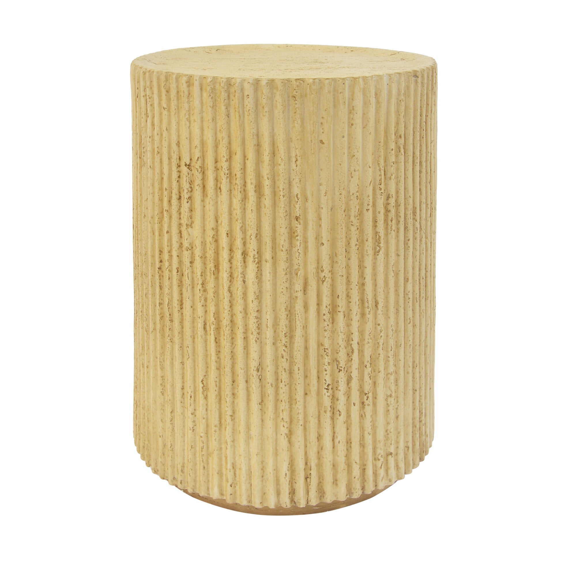 Cylindrical outdoor side table MGO in antique brown with vertical ribbed texture on Tampa Home & Garden Store