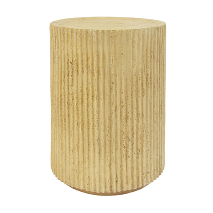 Cylindrical outdoor side table MGO in antique brown with vertical ribbed texture on Tampa Home & Garden Store
