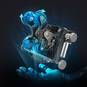 Massage chair internal SL-track mechanism in black with blue rollers by HouseOfZazla on Tampa Home & Garden Store