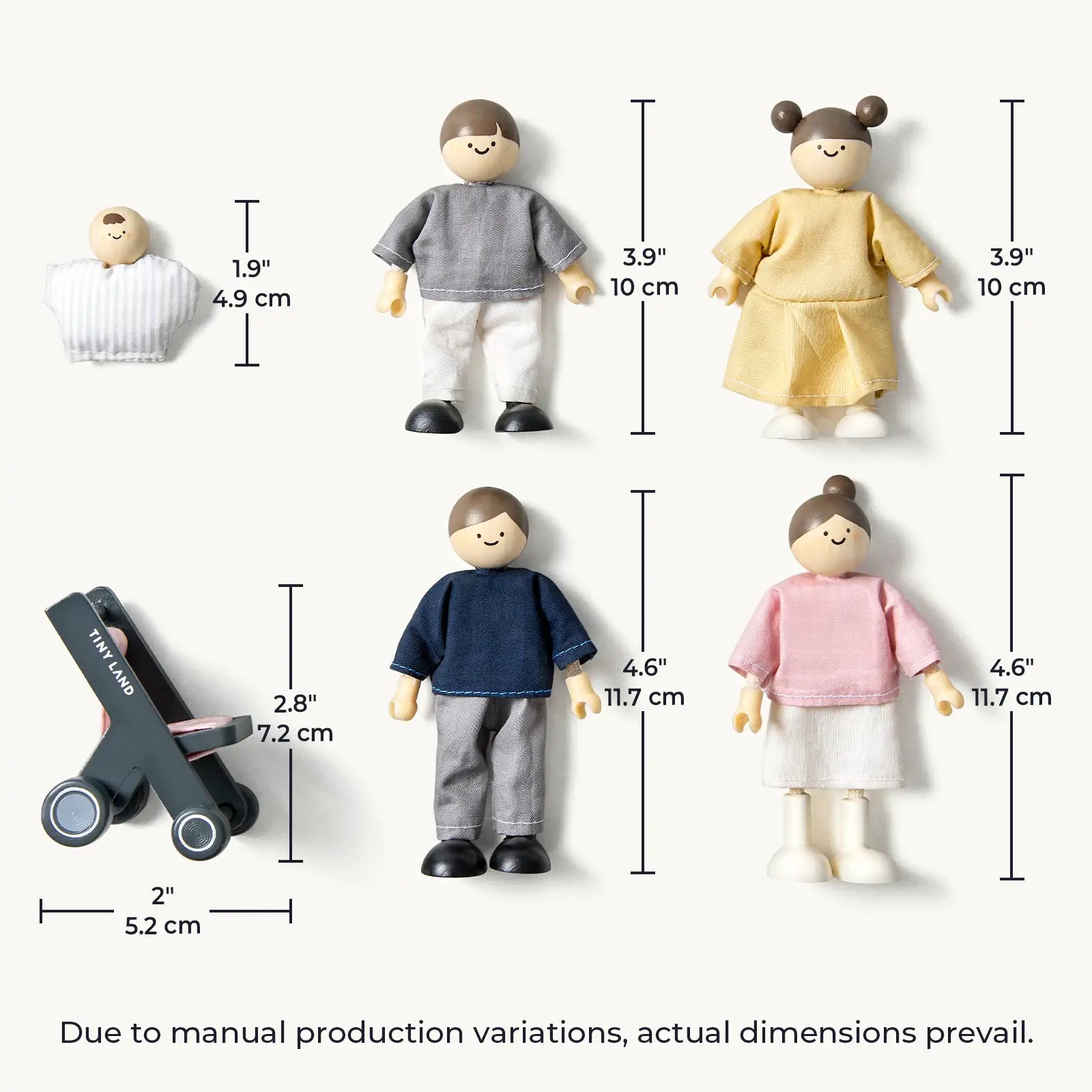 Sweet Family Gift Set: 5 Tiny Land INC dolls with gray dollhouse garage and Tiny Land stroller on Tampa Home & Garden Store