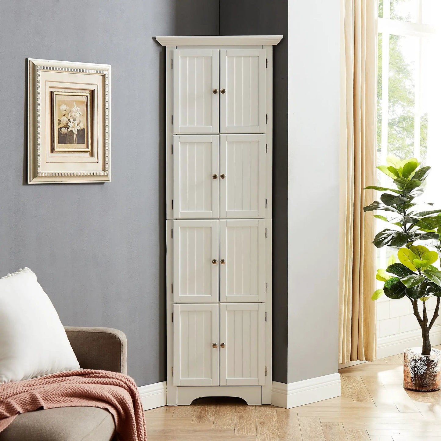 Tall Storage Cabinet with Doors and Four Shelves