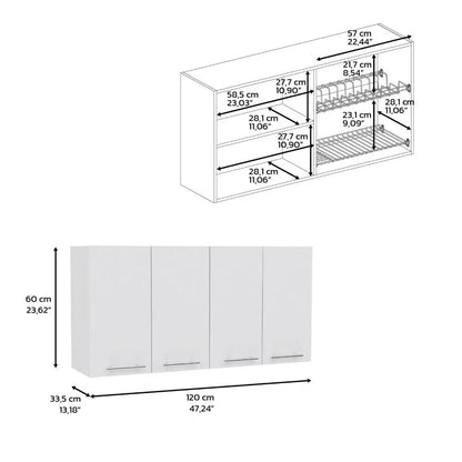 Wall cabinet with four doors and glass organizer internal shelves by Unique Piece Furniture on Tampa Home & Garden Store