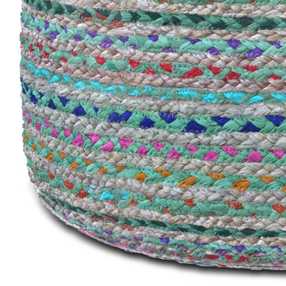 Margo Handcrafted Round Pouf, colorful braided jute, Unique Piece Furniture accent pouf on Tampa Home & Garden Store