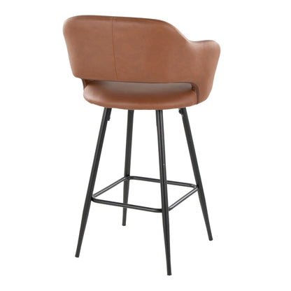 Contemporary counter stool in brown leather with square footrest by HouseOfZazla on Tampa Home & Garden Store
