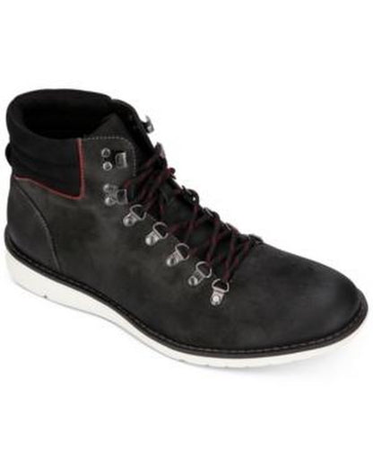 Kenneth Cole Reaction Mens Casino Lace-Up Chukka Boots black leather, red laces, white sole on Tampa Home & Garden Store