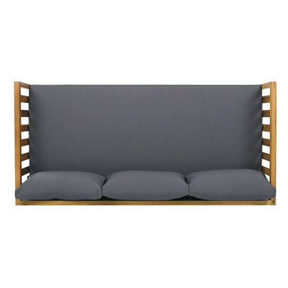 Claremont 3 Seater Daybed dark gray cushions with wooden frame outdoor furniture set on Tampa Home & Garden Store