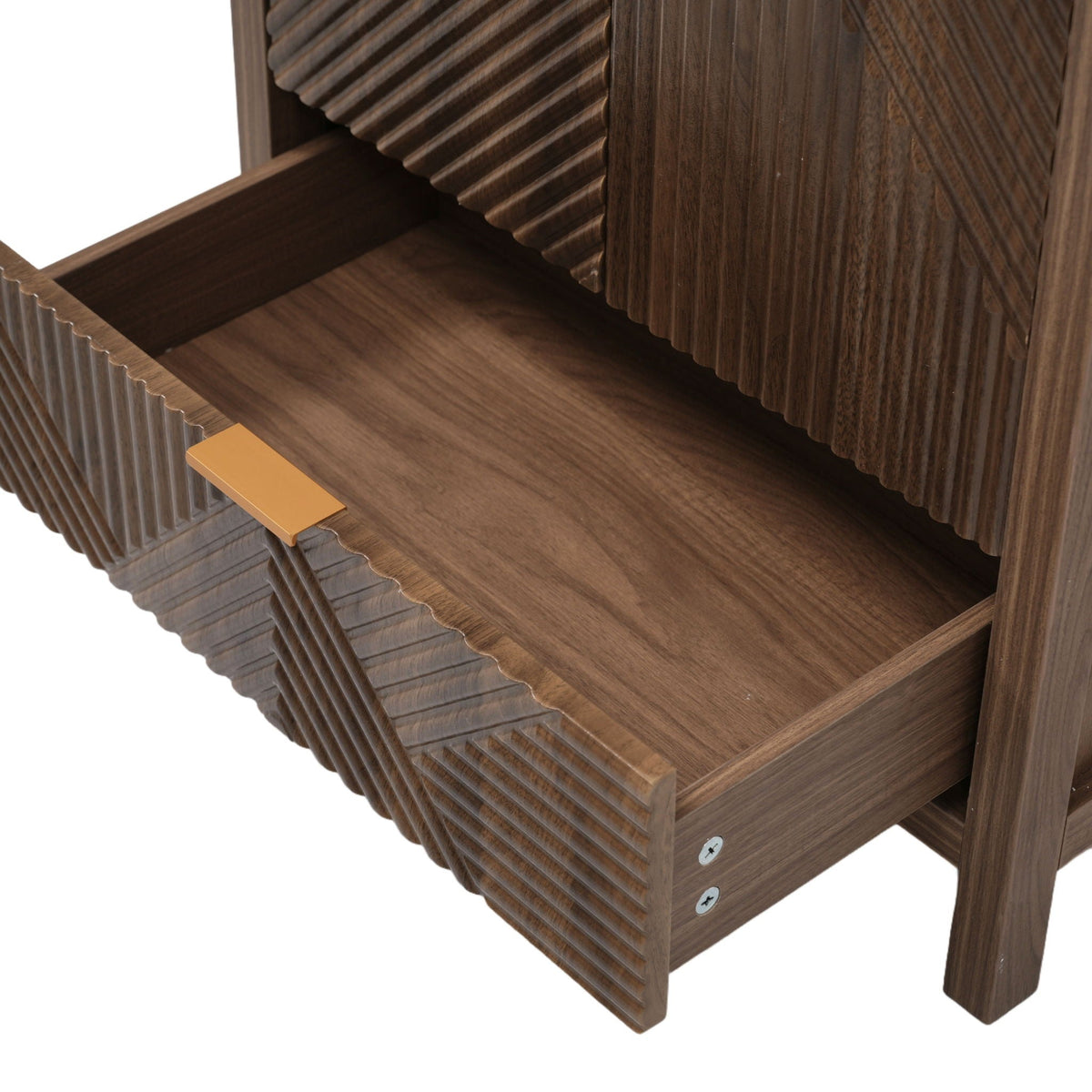 Modern bathroom vanity drawer unit in dark brown wood with grooved fronts on Tampa Home & Garden Store