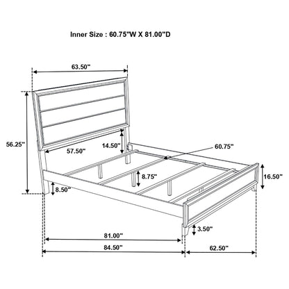 Queen Gray Oak Panel Bed and Black Accents