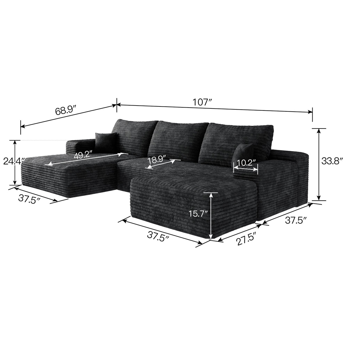 Modern Cloud Sectional Sofa and Corduroy Fabric