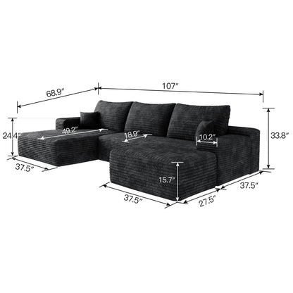 Modern Cloud Sectional Sofa and Corduroy Fabric