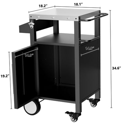 Outdoor Grill Cart With Storage Rack and Shelf
