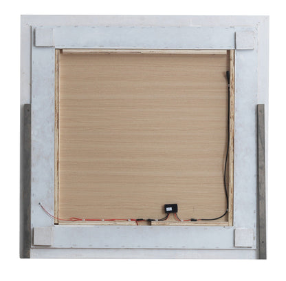 Elegant LED Mirror back view by HouseOfZazla with croc texture Pearl Silver frame wiring on Tampa Home & Garden Store