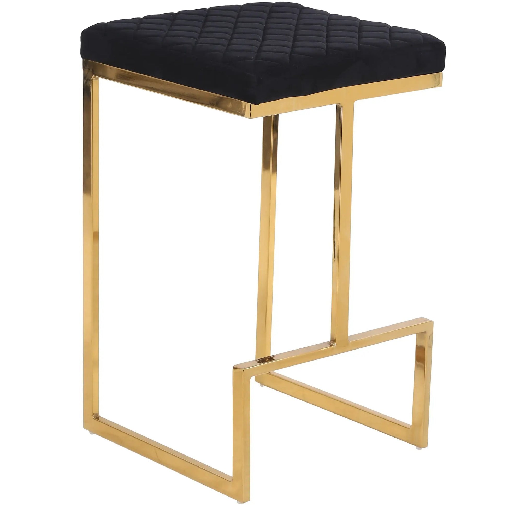 Joel upholstered stool with black tufted seat and gold frame, counter height 24–27 on Tampa Home & Garden Store