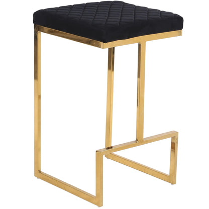 Joel upholstered stool with black tufted seat and gold frame, counter height 24–27 on Tampa Home & Garden Store