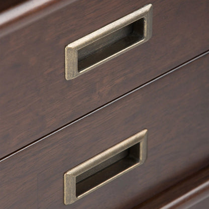 Draper Handcrafted Mid Century End Table with brass pull in dark walnut finish on Tampa Home & Garden Store