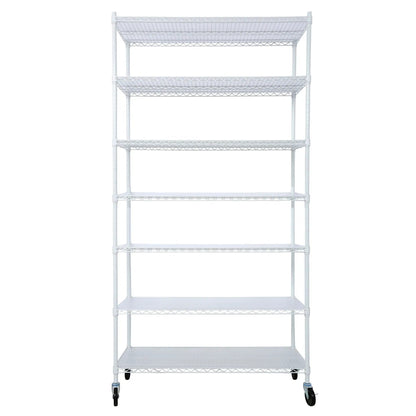7-Tier Metal Shelf with Wheels, Heavy Duty