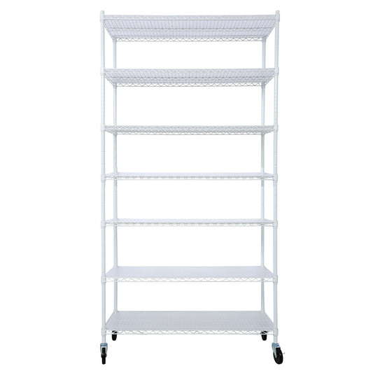 7-tier white metal wire shelving unit on caster wheels by HouseOfZazla on Tampa Home & Garden Store