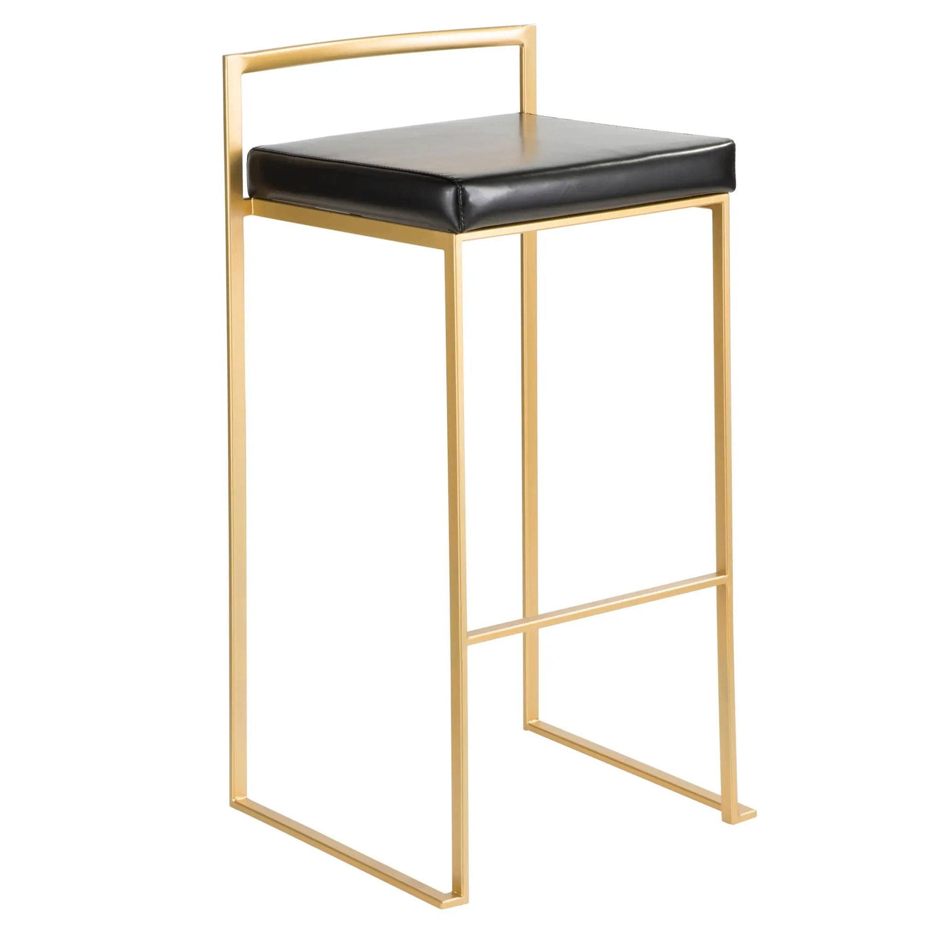 Fuji Contemporary Glam Barstool with black cushion and gold frame by Unique Piece Furniture on Tampa Home & Garden Store