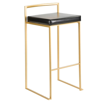 Fuji Contemporary Glam Barstool with black cushion and gold frame by Unique Piece Furniture on Tampa Home & Garden Store