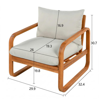 4 Piece Acacia Wood Patio Set and Thick Cushions