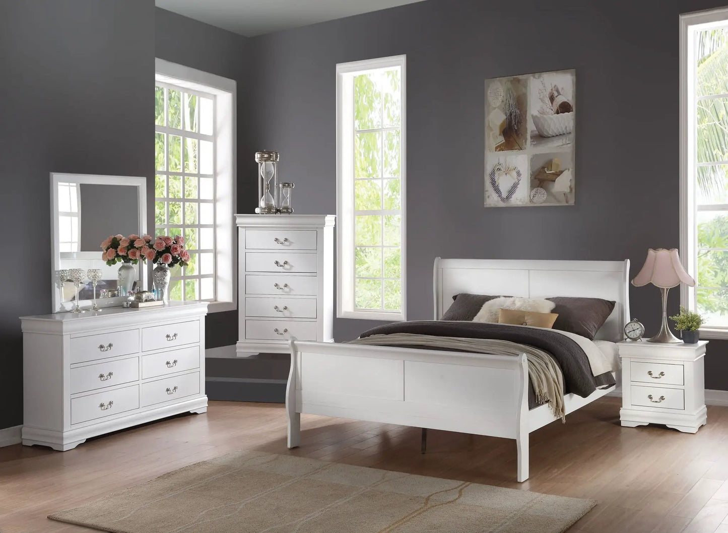 Louis Philippe Sleigh Style Bed Timeless Finish