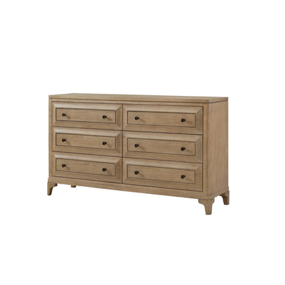 Six Drawer Dresser in Sand Wood Finish and Cedar