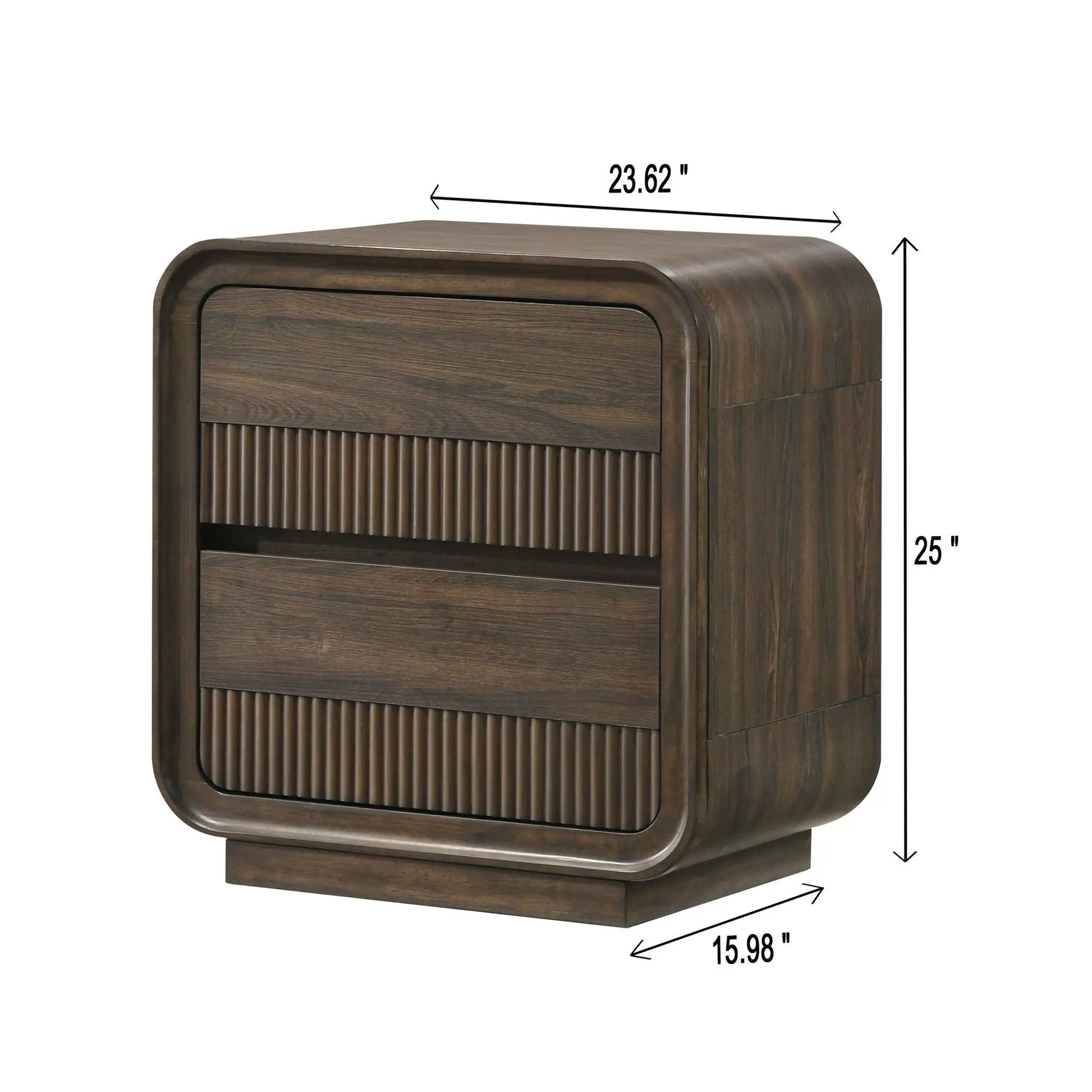 Flair rounded nightstand with 2 drawers and ribbed brown front by Unique Piece Furniture on Tampa Home & Garden Store