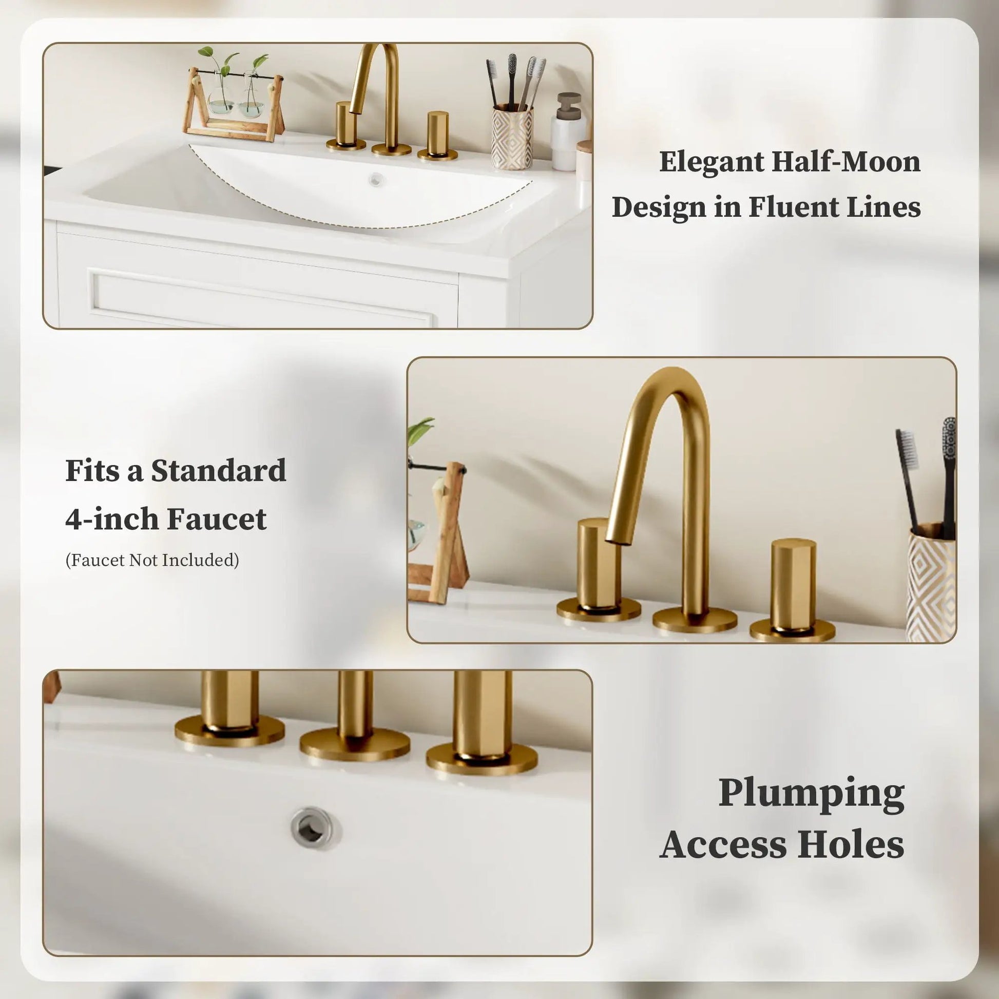 Bathroom vanity with sink, 2-door cabinet, gold faucet by Unique Piece Furniture on Tampa Home & Garden Store