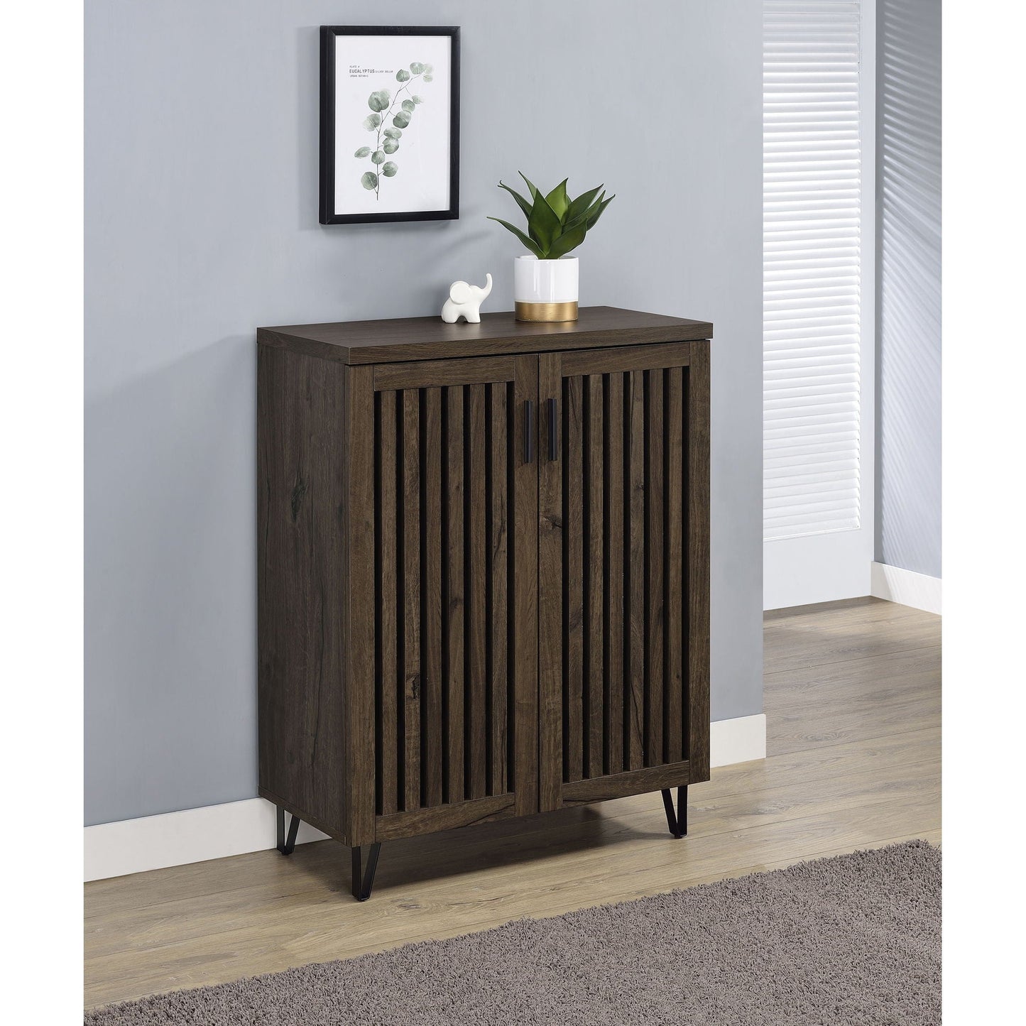 Clackamas 2-Door Storage Cabinet with adjustable shelves in dark wood by HouseOfZazla on Tampa Home & Garden Store